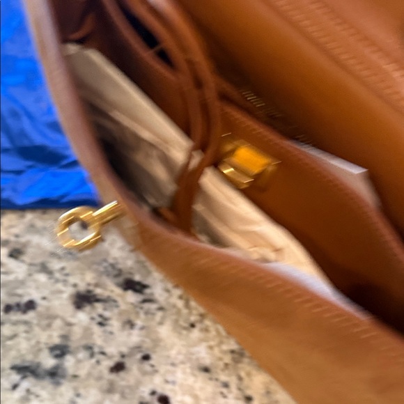 Verano Hill Brown Suede Shoulder Bag with Gold Hardware - Picture 7 of 7